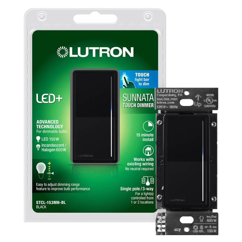 Lutron Sunata Black 150 W 3-Way Dimmer Switch 1 pk
