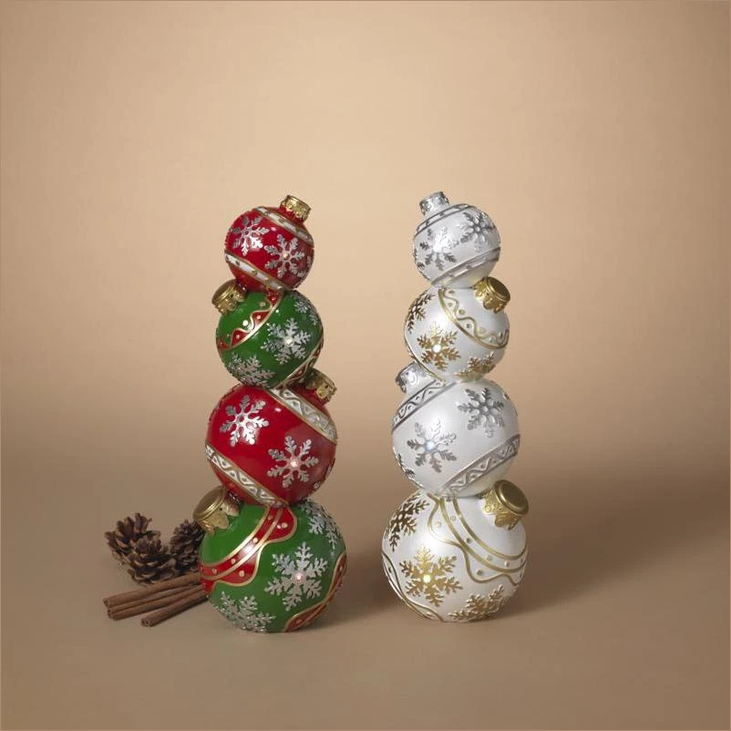 15 Inch Lighted Stacking Ornaments Figure For Holiday Decor