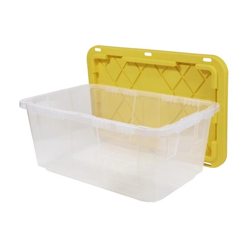 Greenmade 17 Gallon Clear/yellow Stackable Storage Tote With Lid 12.5 H X 17.8 W X 26.7 D