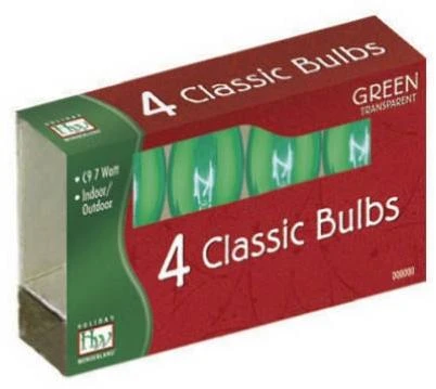 NOMA/INLITEN-IMPORT 1095G-88 C9 Green Bulb, 4-Pack