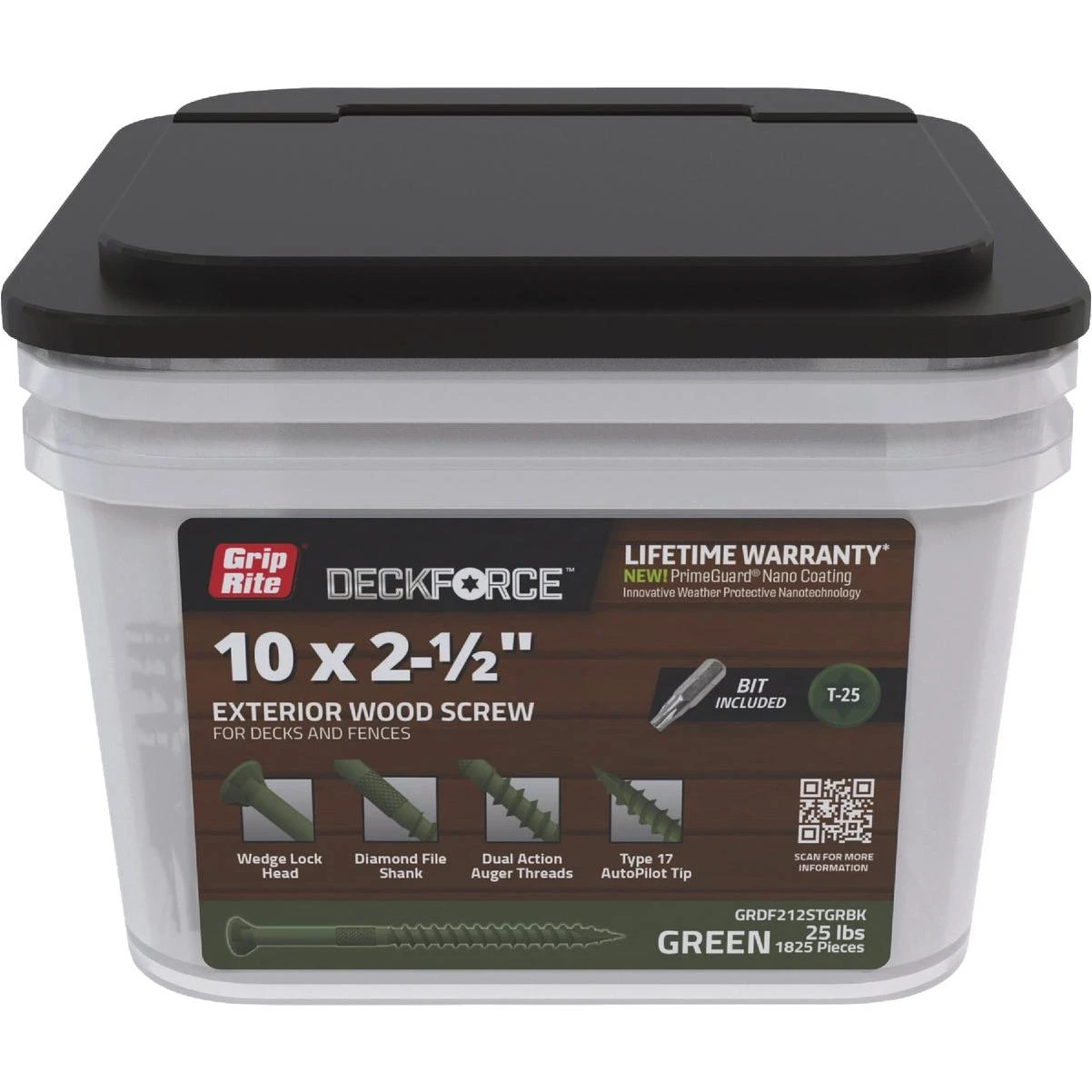 Grip-Rite DeckForce PrimeGuard Nano 3 In. x 10 Star Drive Green Screw (25 Lb.)