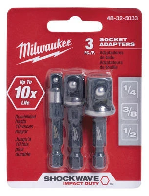 3-Pc. Shockwave Socket Adapter Set, 1/4 In. Hex Shank