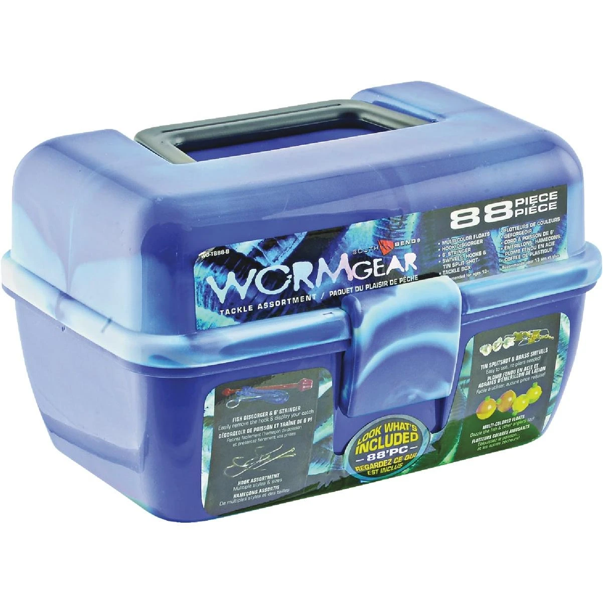 Worm Gear Blue Loaded Tackle Box (88-Piece)