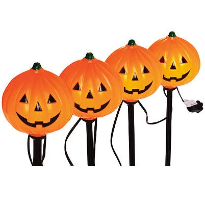 Halloween Pumpkin Pathway Lights Set, 4 Pieces