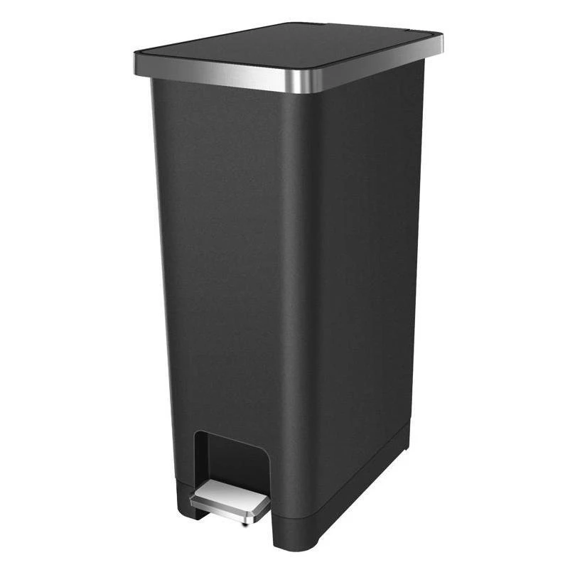 EKO Hana Slim 11.9 gal Black Plastic Step Pedal Trash Can