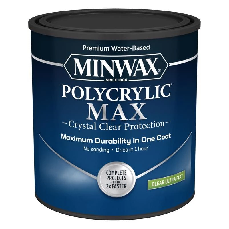 Minwax Polycrylic Max Ultra Flat Clear Water-Based Polycrylic 1 qt