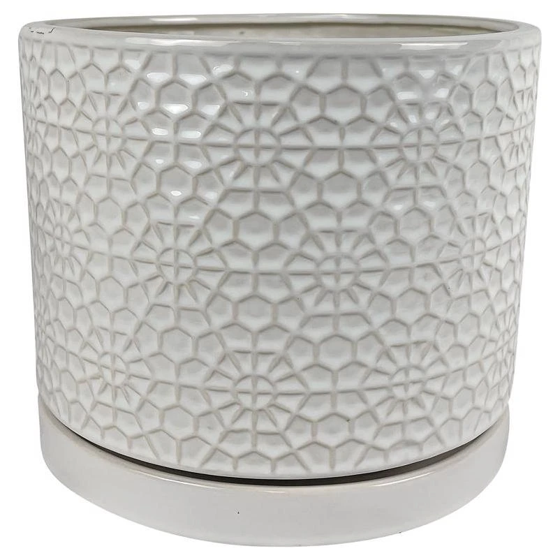 Border Concepts 12 in. D Ceramic Amelia Planter White