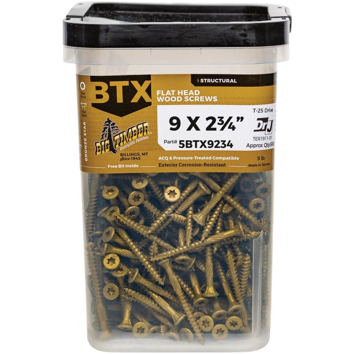 Big Timber #9 x 2-3/4 In. Bronze Star Drive Flat Head Wood Screw (5 Lb.)