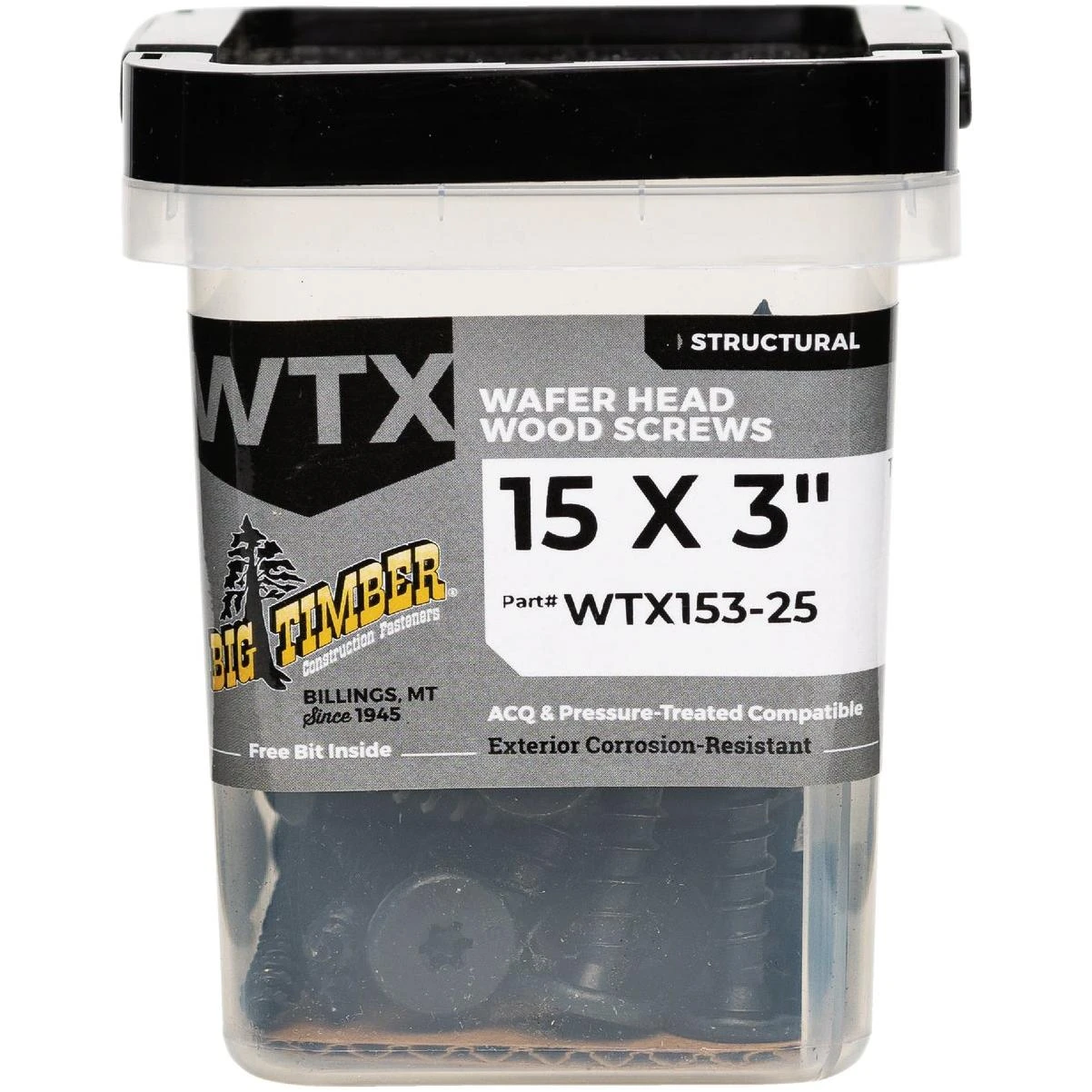 Big Timber #15 x 3 In. Wafer Head Black Wood Screw (25 Ct.)