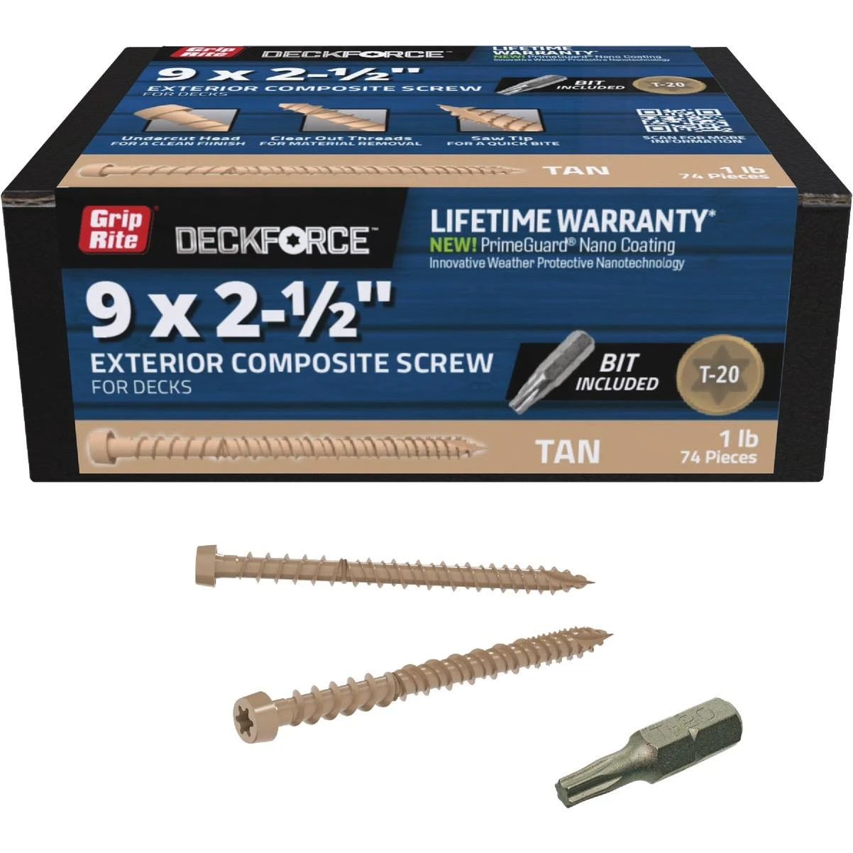 Grip-Rite DeckForce #9 x 2-1/2 In. Tan Composite Deck Screw (1 Lb.)