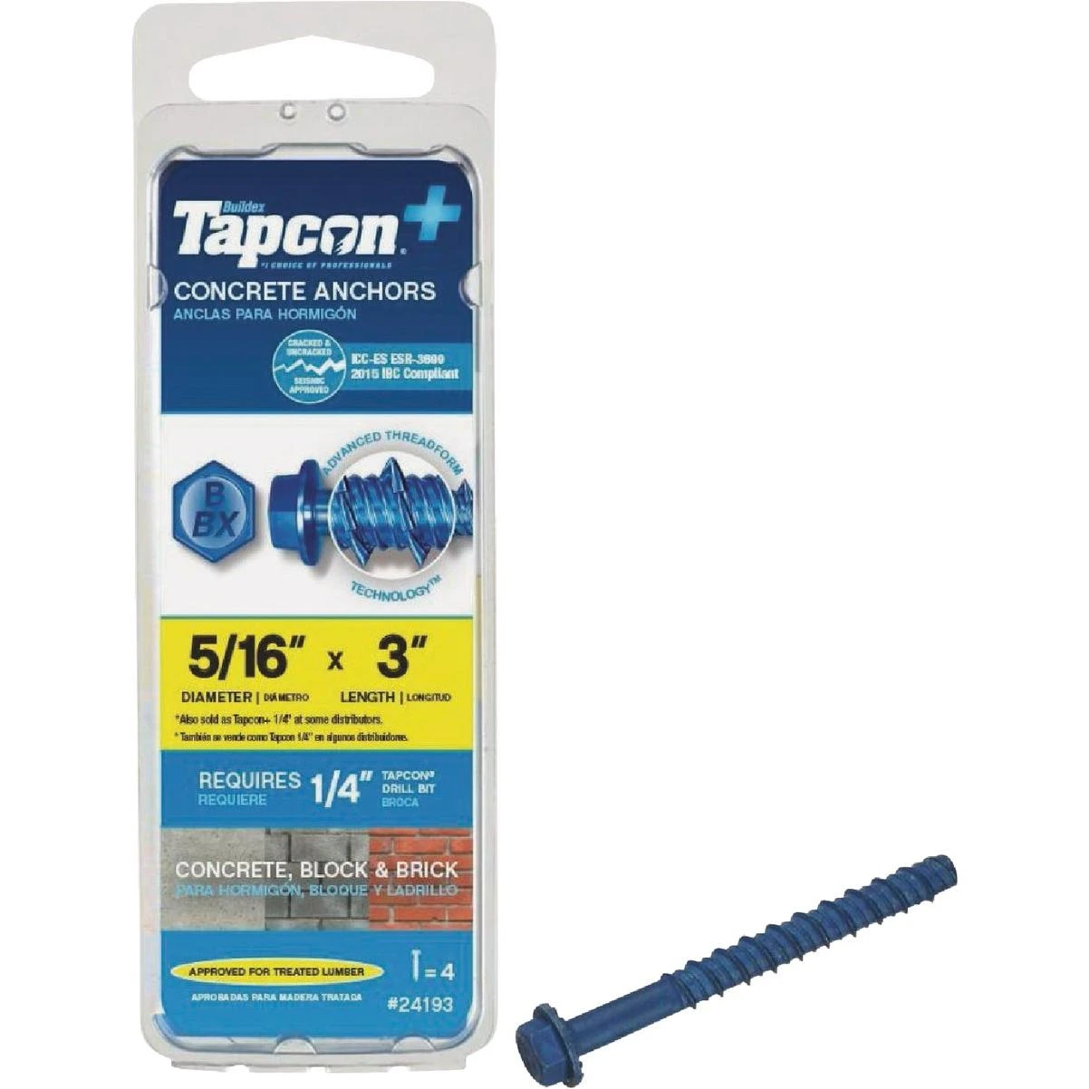 Tapcon 5/16 In. x 3 In. Hex Washer Concrete Screw Anchor (4 Ct.)