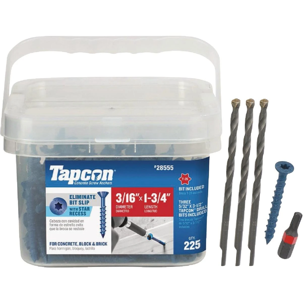 Tapcon 3/16 In. x 1-3/4 In. Star Head Concrete Screw Anchor (225 Ct.)