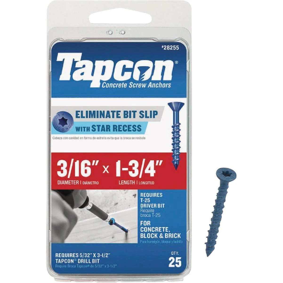Tapcon 3/16 In. x 1-3/4 In. Star Head Concrete Screw Anchor (25 Ct.)