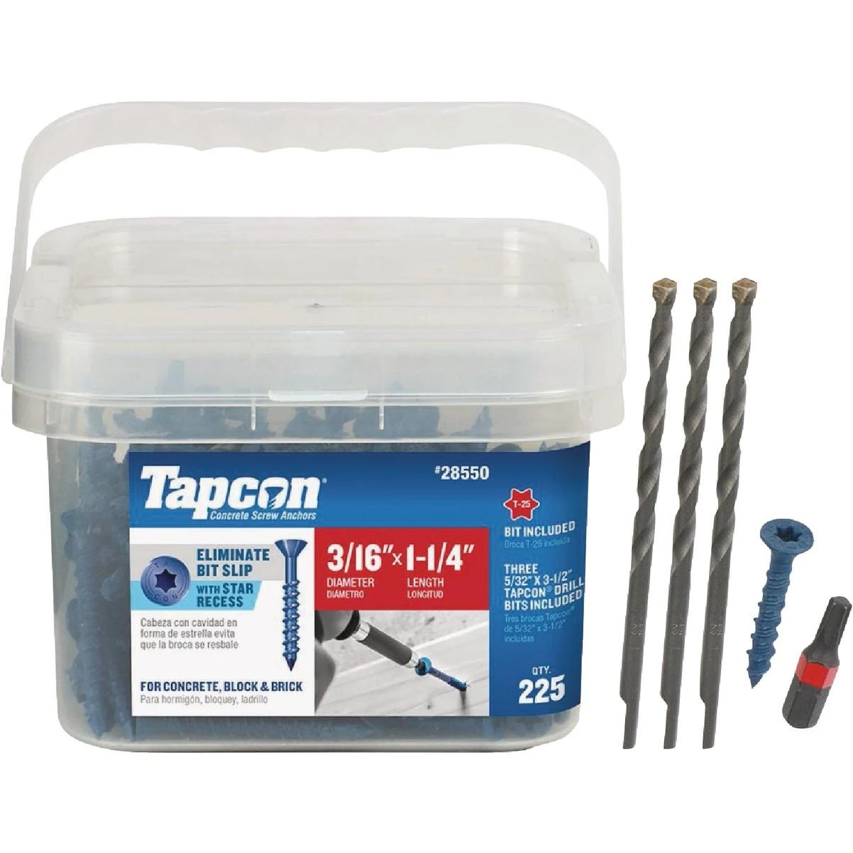 Tapcon 3/16 In. x 1-1/4 In. Star Head Concrete Screw Anchor (225 Ct.)