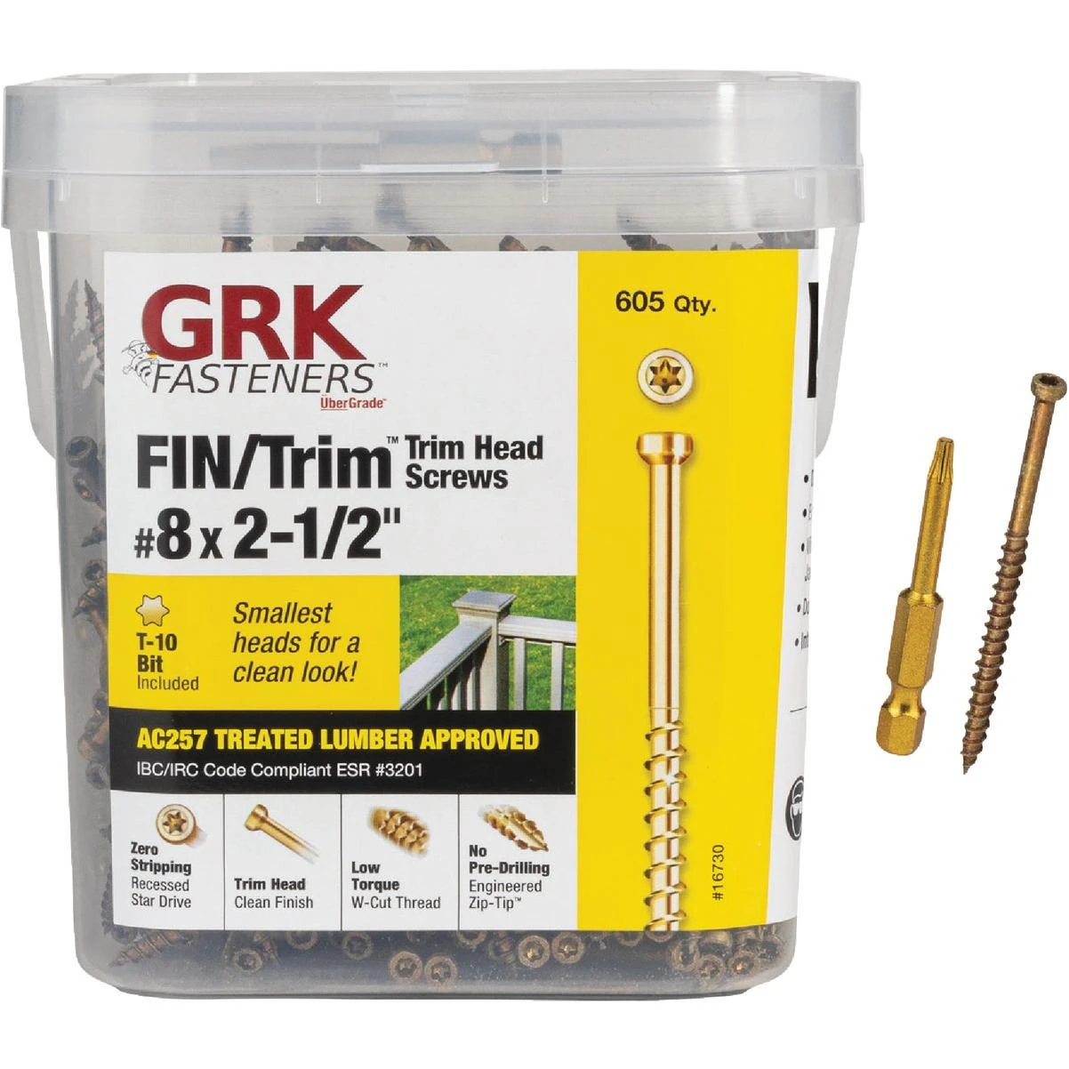 GRK #8 x 2-1/2 In. Star Drive Steel Trim Screw (605 Ct.)