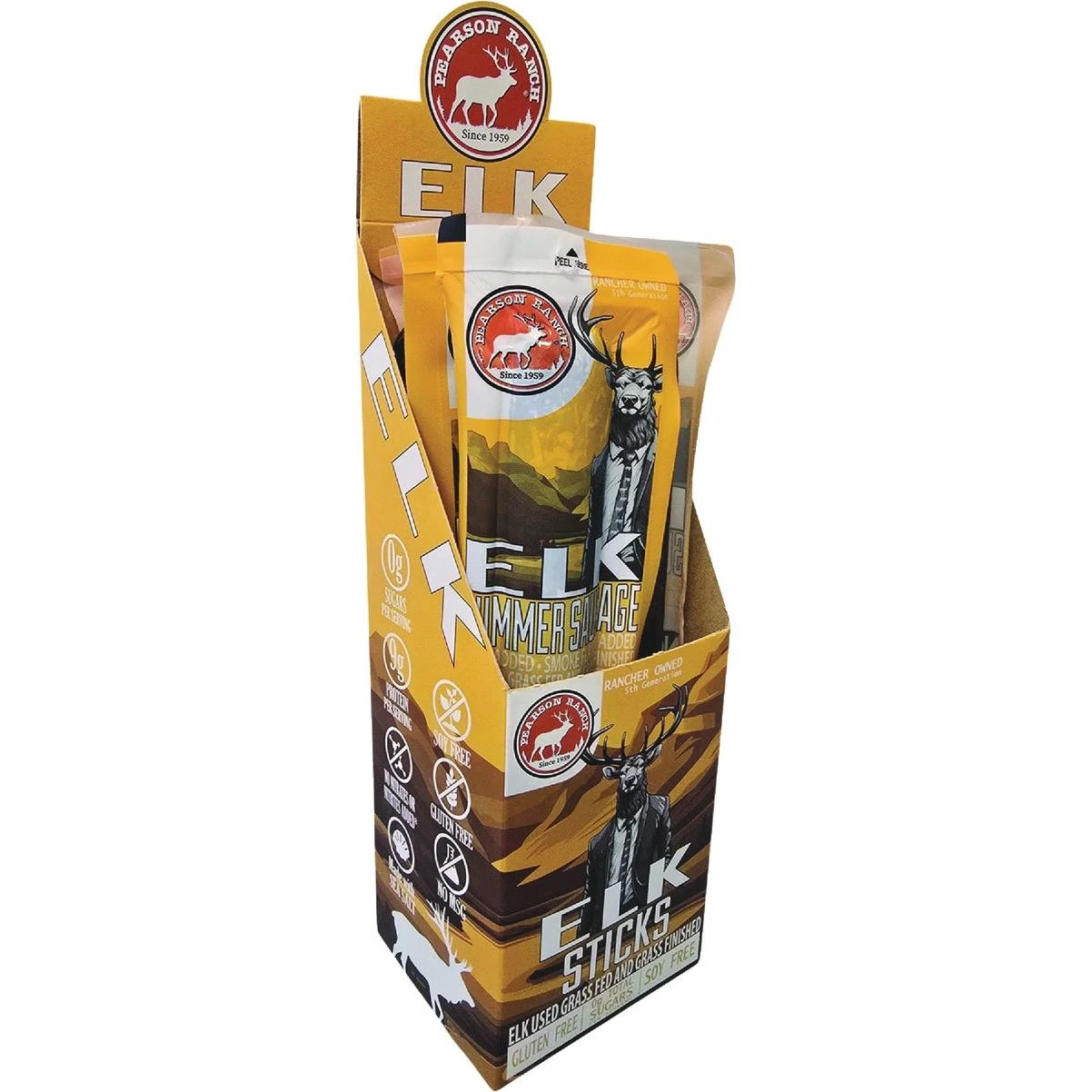 Pearson Ranch Jerky 7 Oz. Elk Summer Sausage Display (4 Packs)