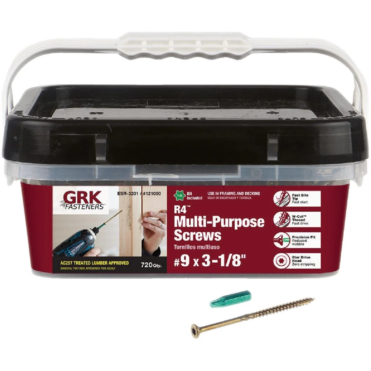 GRK R4 #9 x 3-1/8 In. Star Drive Multi-Purpose Wood Screw (720 Ct.)