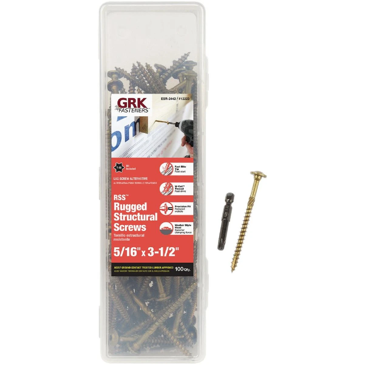 GRK RSS Rugged 5/16 In. x 3-1/2 In. Star Drive Washer Head Structure Screws (100 Ct.)