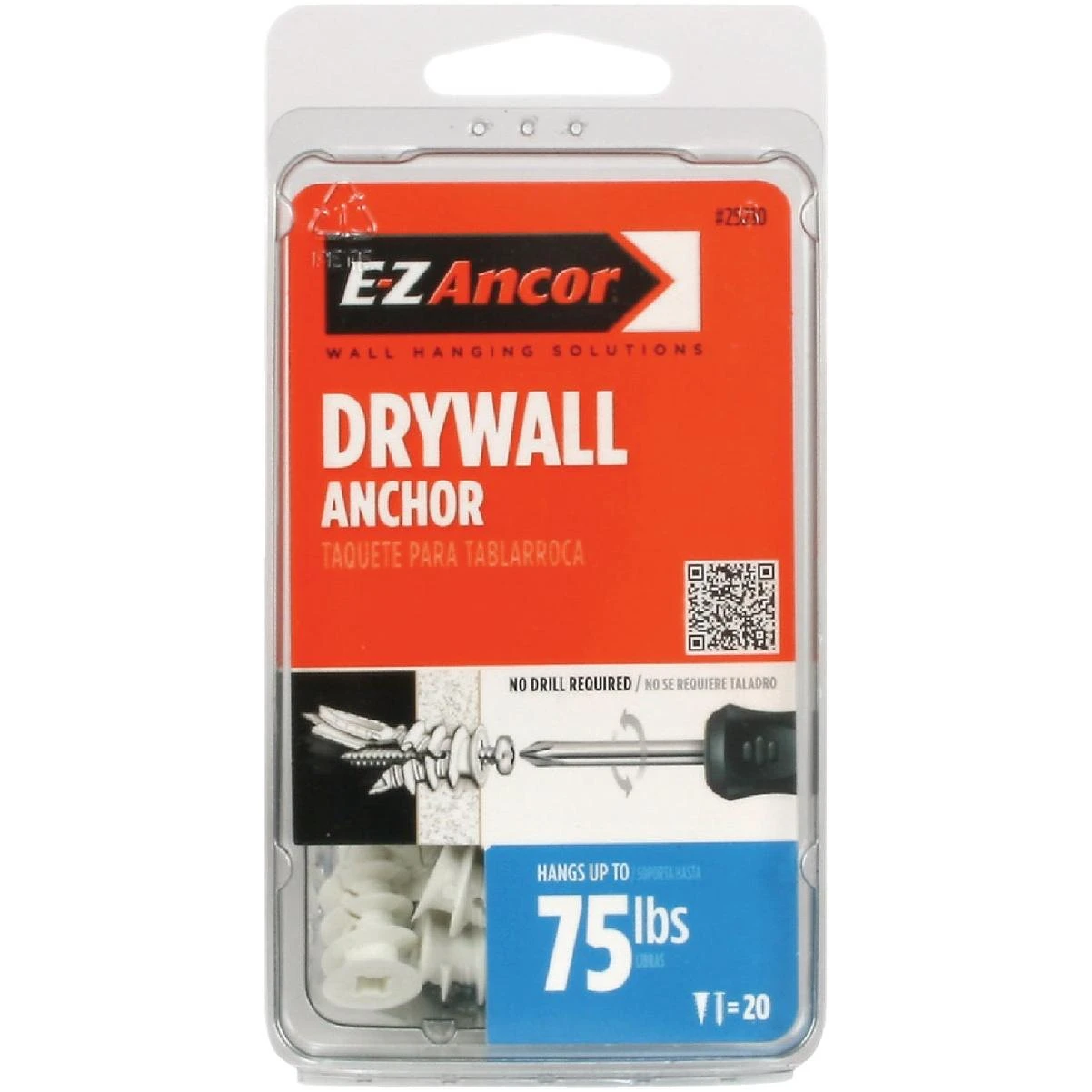 E-Z Ancor Twist-N-Lock #8 x 1-1/4 In. 75 Lbs. Drywall Anchor (20 Ct.)