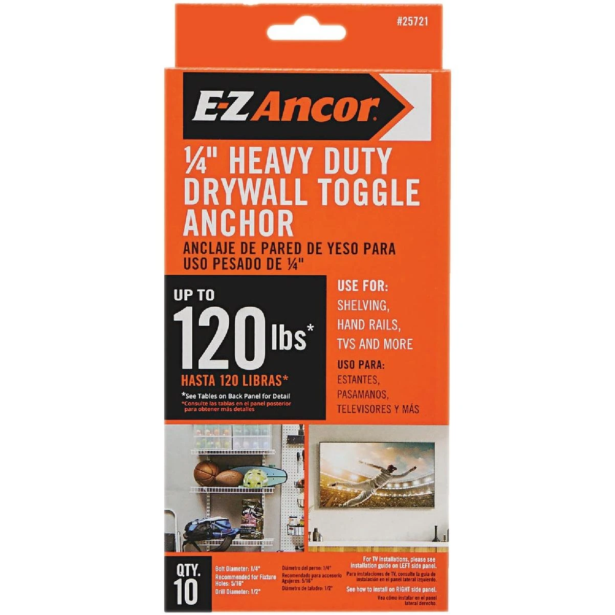 E-Z Ancor 1/4 In. Heavy Duty Pull Toggle Drywall Anchor (25-Pack)