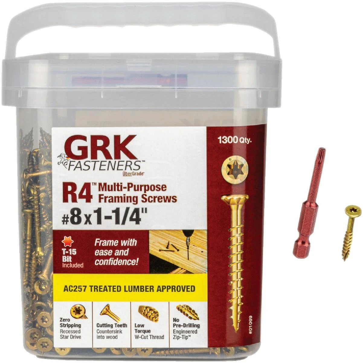 GRK R4 #8 x 1-1/4 In. Star Drive Multi-Purpose Wood Screw (1300 Ct.)