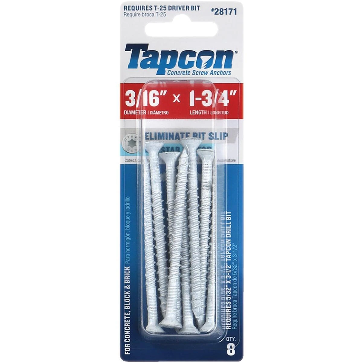 Tapcon 3/16 In. x 1-3/4 In. White Star Head Concrete Screw Anchors (8 Ct.)