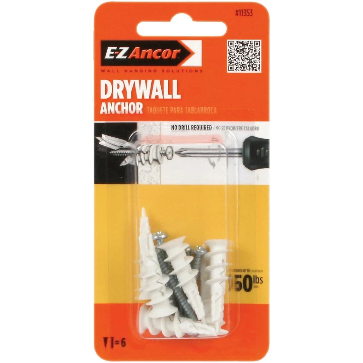 E-Z Ancor Twist-N-Lock #6 x 1-1/4 In. 50 Lbs. Drywall Anchor (6 Ct.)