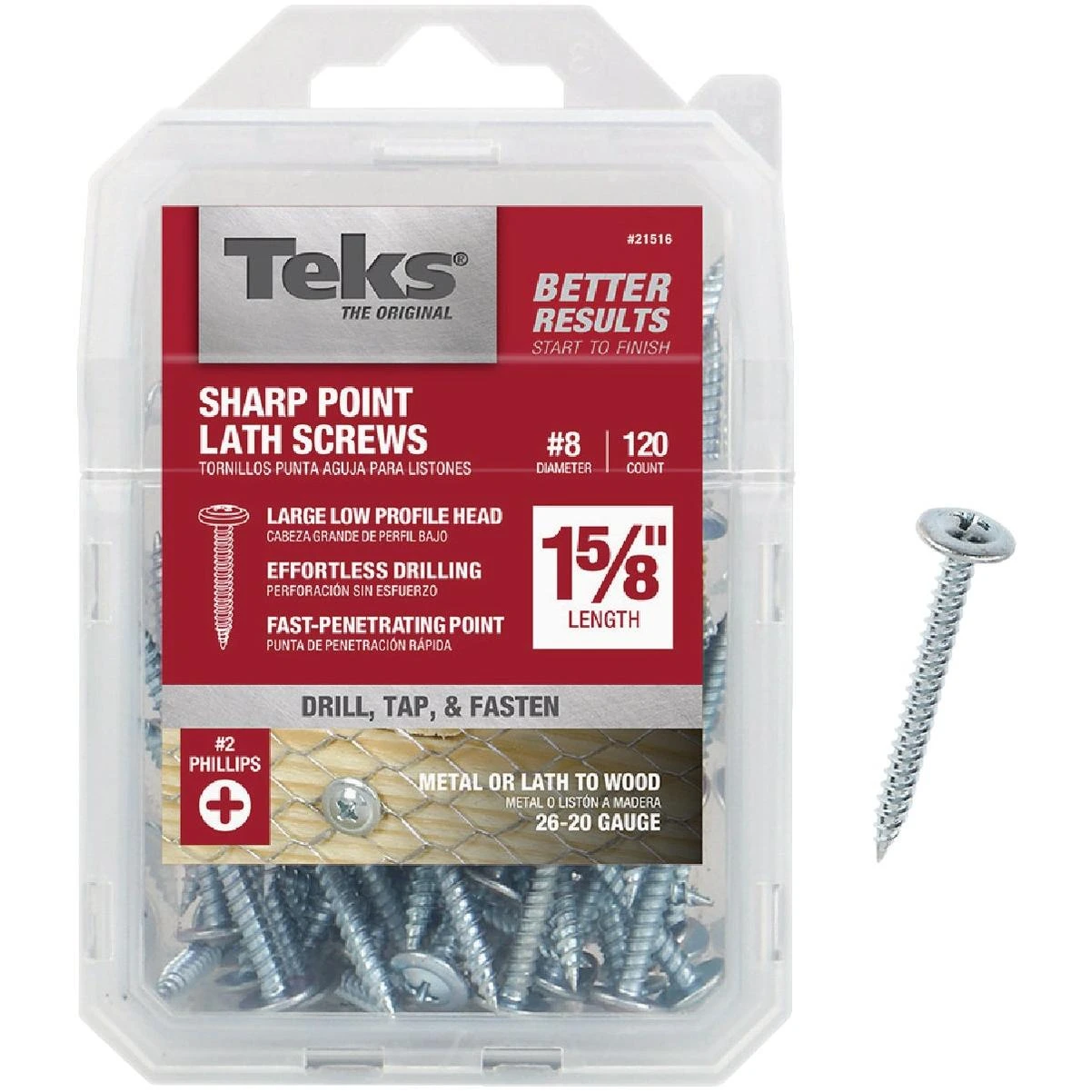 Teks #8 x 1-5/8 In. Modified Truss Head Sharp Point Lath Screw (120 Ct.)