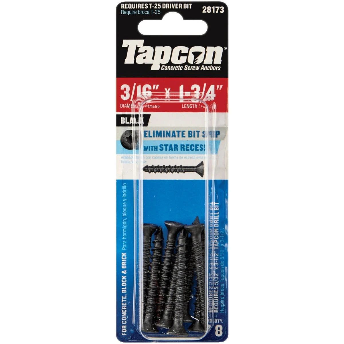 Tapcon 3/16 In. x 1-3/4 In. Black Star Head Concrete Screw Anchors (8 Ct.)