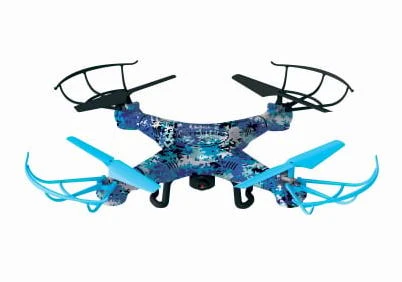 Striker Remote Control Camera Drone in Blue Camouflage Design