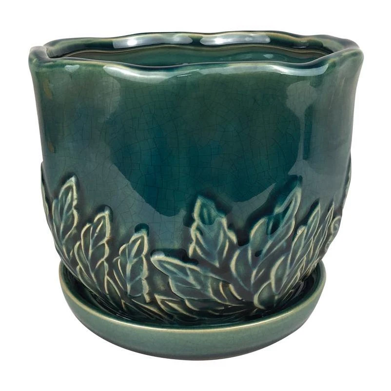 Border Concepts 4.25 in. H X 5 in. W Ceramic Sofia Planter Turquoise