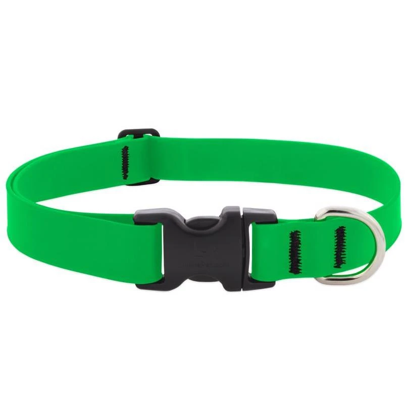 Lupine 1-Inch Neon Green Waterproof Dog Collar — Adjustable 12–20 in