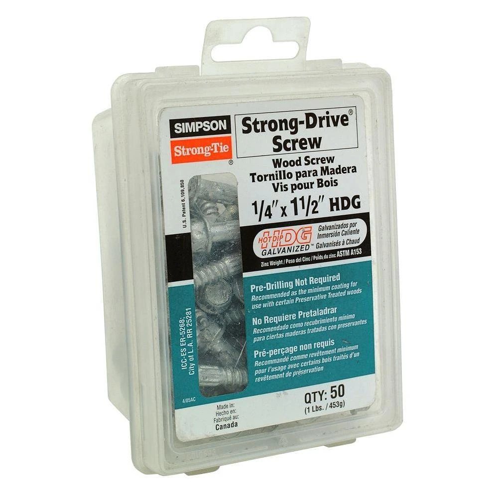 1/4 in. x 1-1/2 in. Strong-Drive Wood Screw (50-Pack)