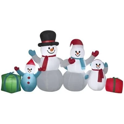 Christmas Inflatable Winter Snowman Family Scene Decoration, 9 Feet by 4 Feet