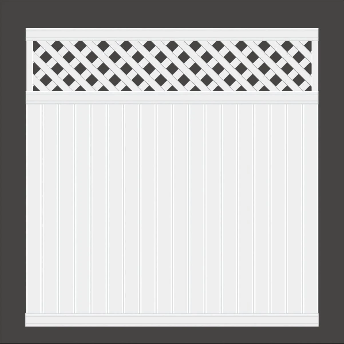 6 Ft. H. x 6 Ft. L. Lattice Top White Vinyl Privacy Fence Panel