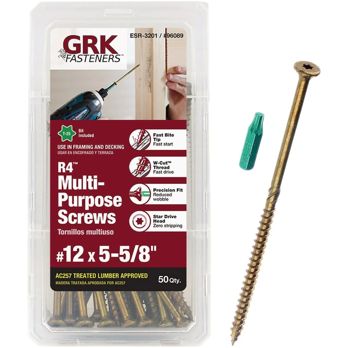 GRK R4 #12 x 5-5/8 In. Star Drive Multi-Purpose Wood Screws (50 Ct.)