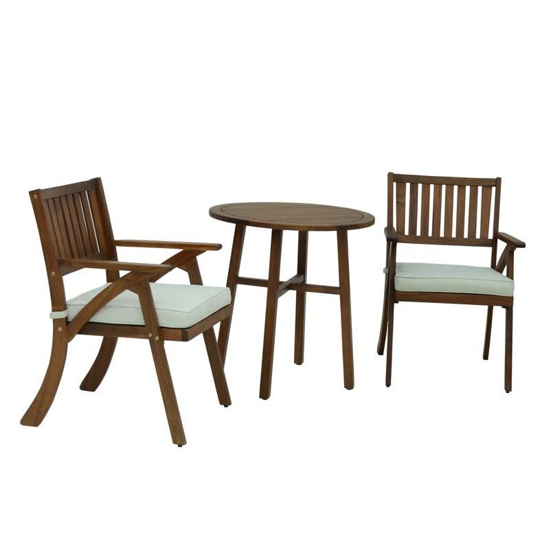 Living Accents Alwyn 3 pc Brown Wood Bistro Set White