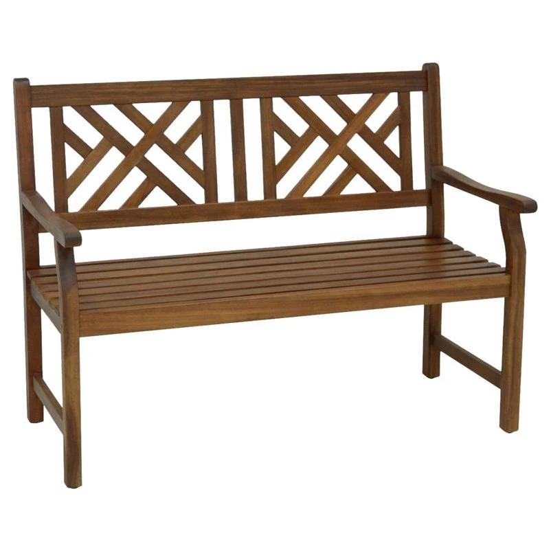 Living Accents Brown Wood Outdoor Bench 36 in. H X 48.25 in. L X 24.5 in. D