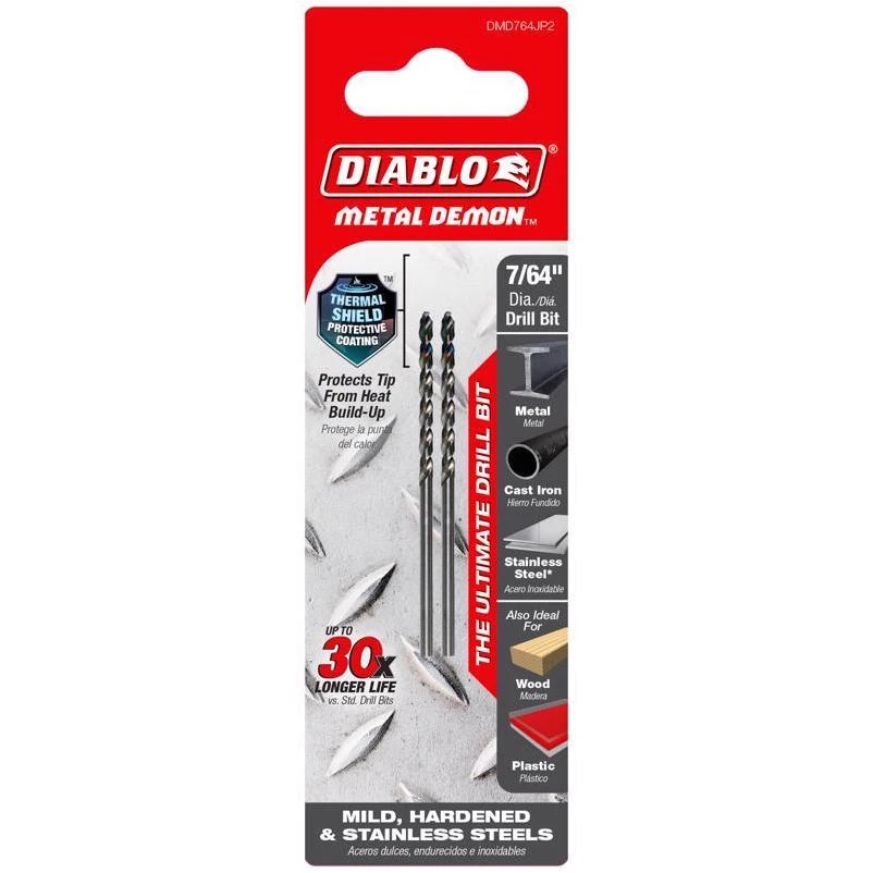 Diablo Metal Demon 7/64 in Steel Drill Bit Set – 2-Pack