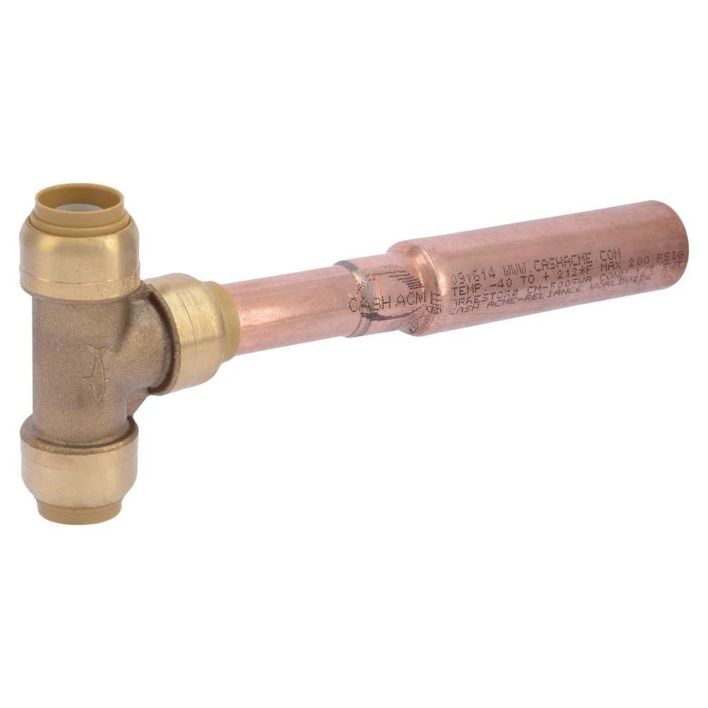 1/2 in. Brass Push-to-Connect Commercial Water Hammer Arrestor Tee