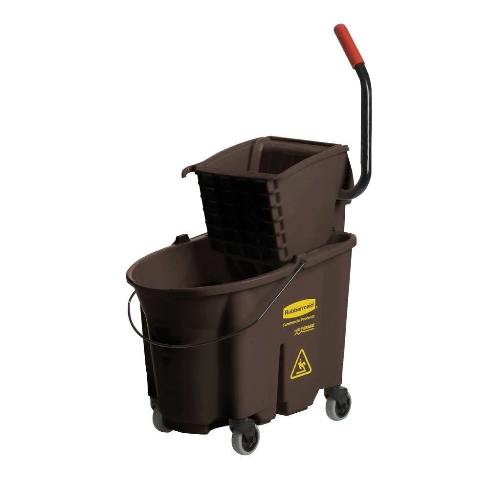Wave Brake 35 Qt. Brown Side-Press Combo Mop Bucket and Wringer System
