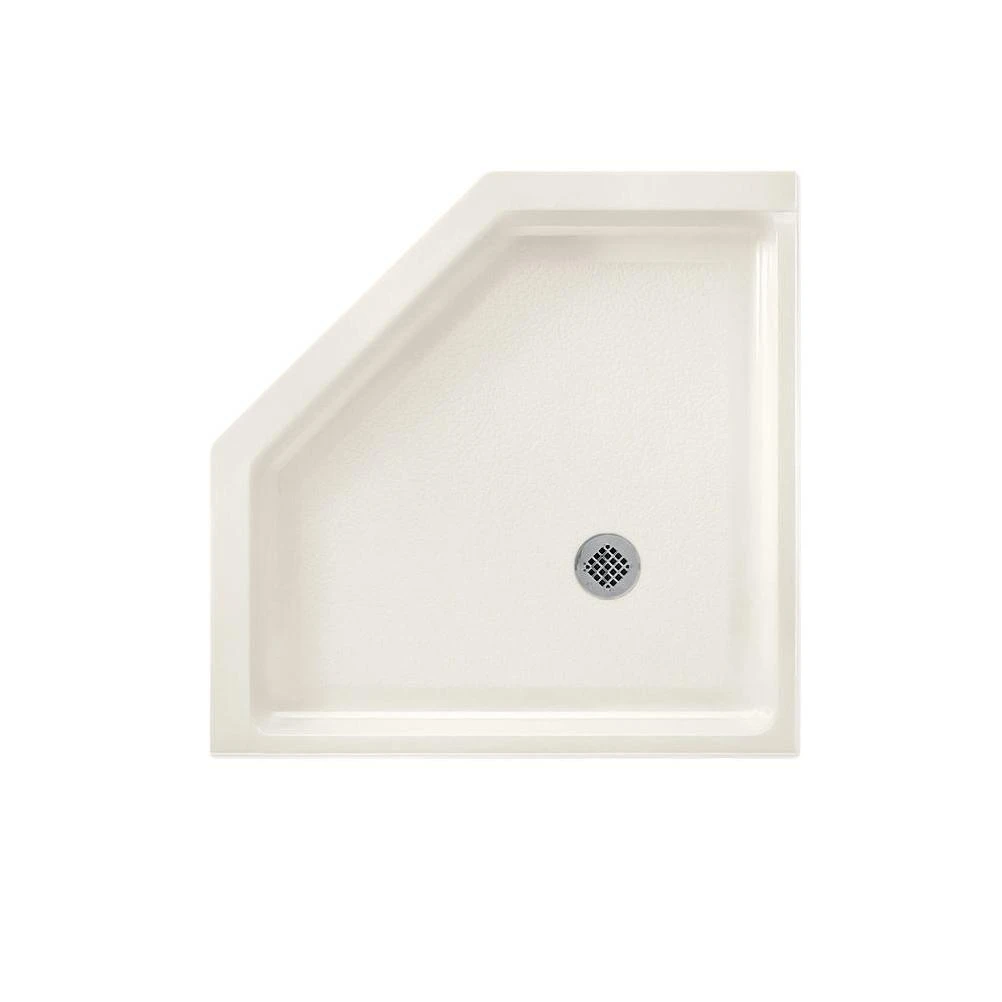 Neo Angle 38 in. x 38 in. Solid Surface Single Threshold Shower Pan in Bisque