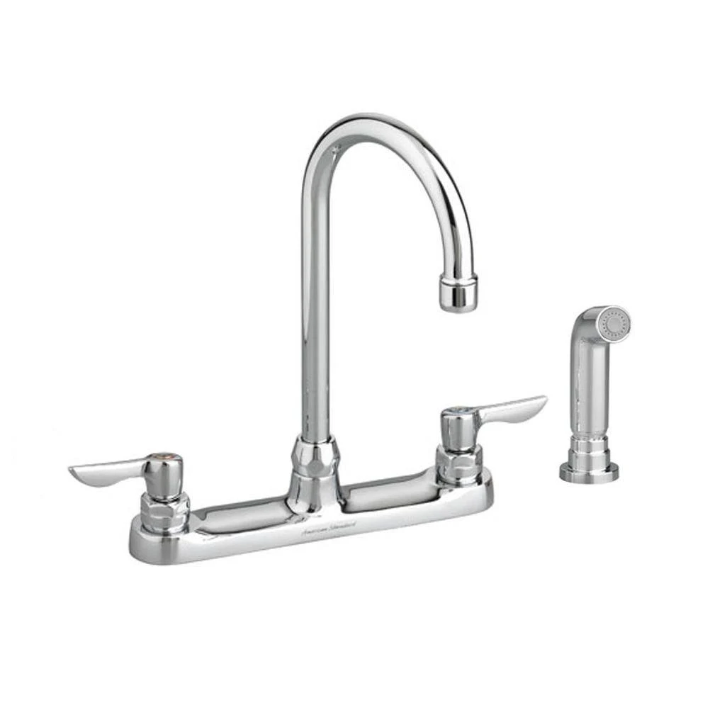 Monterrey 2-Handle Standard Kitchen Faucet with Side Sprayer and 5 in. Reach Gooseneck Spout in Polished Chrome