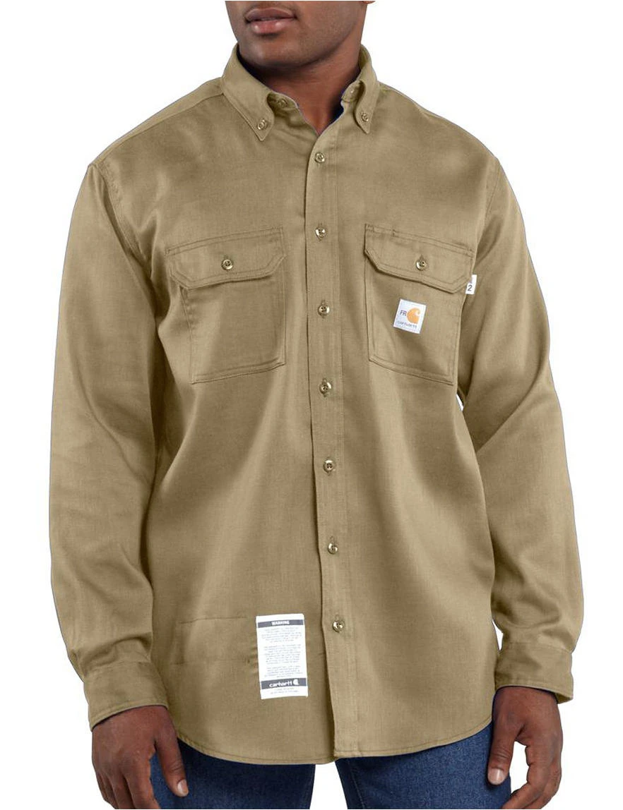 Carhartt Men's Flame Resistant Lightweight Twill Shirt - XXL Regular - Medium Blue