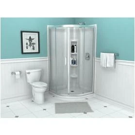 American Standard Axis 22.0625-in to 50.375-in Framed Silver Curved Shower Door