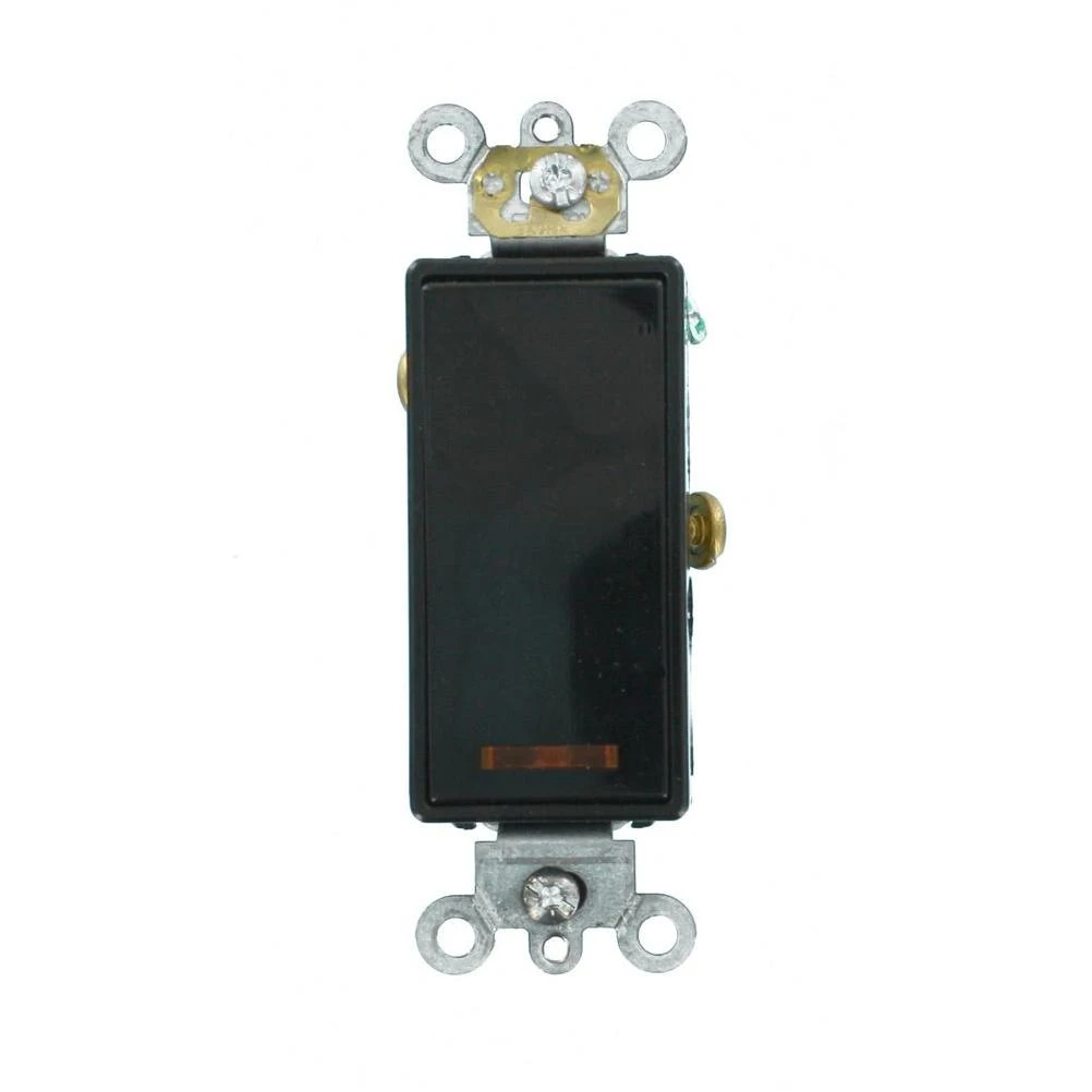 20 Amp Decora Plus Commercial Grade Single Pole Lighted Rocker Switch with Pilot Light, Black