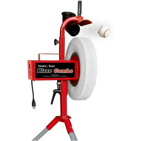 Heater Team Sports Blaze Pitching Machine with 1 Yr. Warranty for Baseball  and Softball Training | Blaze Baseball & Softball Throws Up to 70 MPH | Perfect for Backyard Practice & Team Development