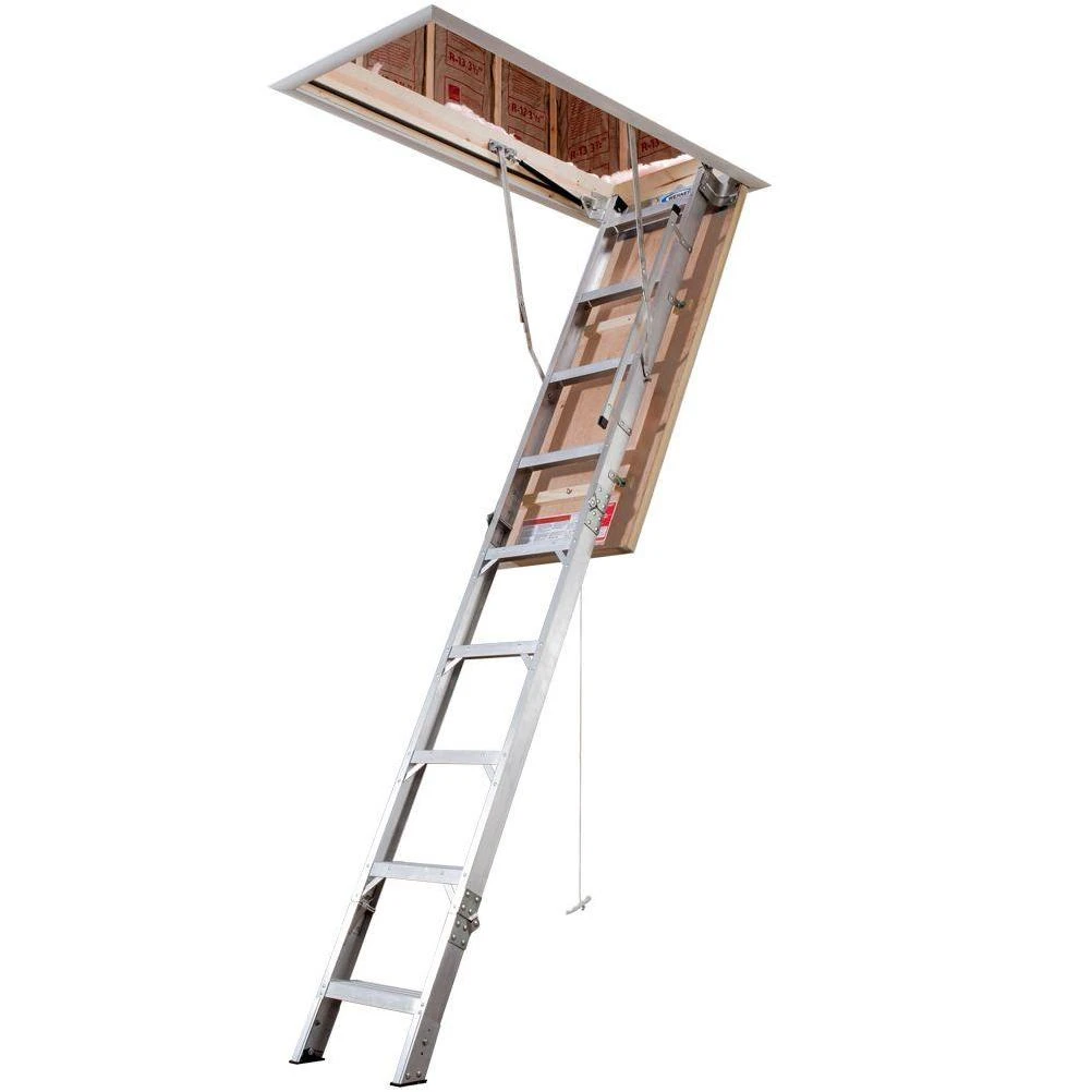 8 ft. - 10 ft., 22.5 in. x 54 in. Energy Seal Aluminum Attic Ladder Universal Fit with 375 lb. Maximum Load Capacity