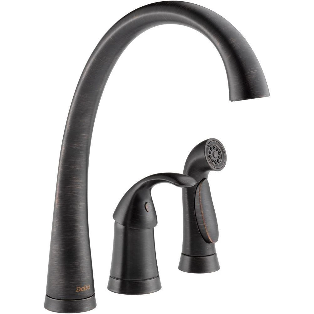 Pilar Waterfall Single-Handle Standard Kitchen Faucet with Side Sprayer in Venetian Bronze