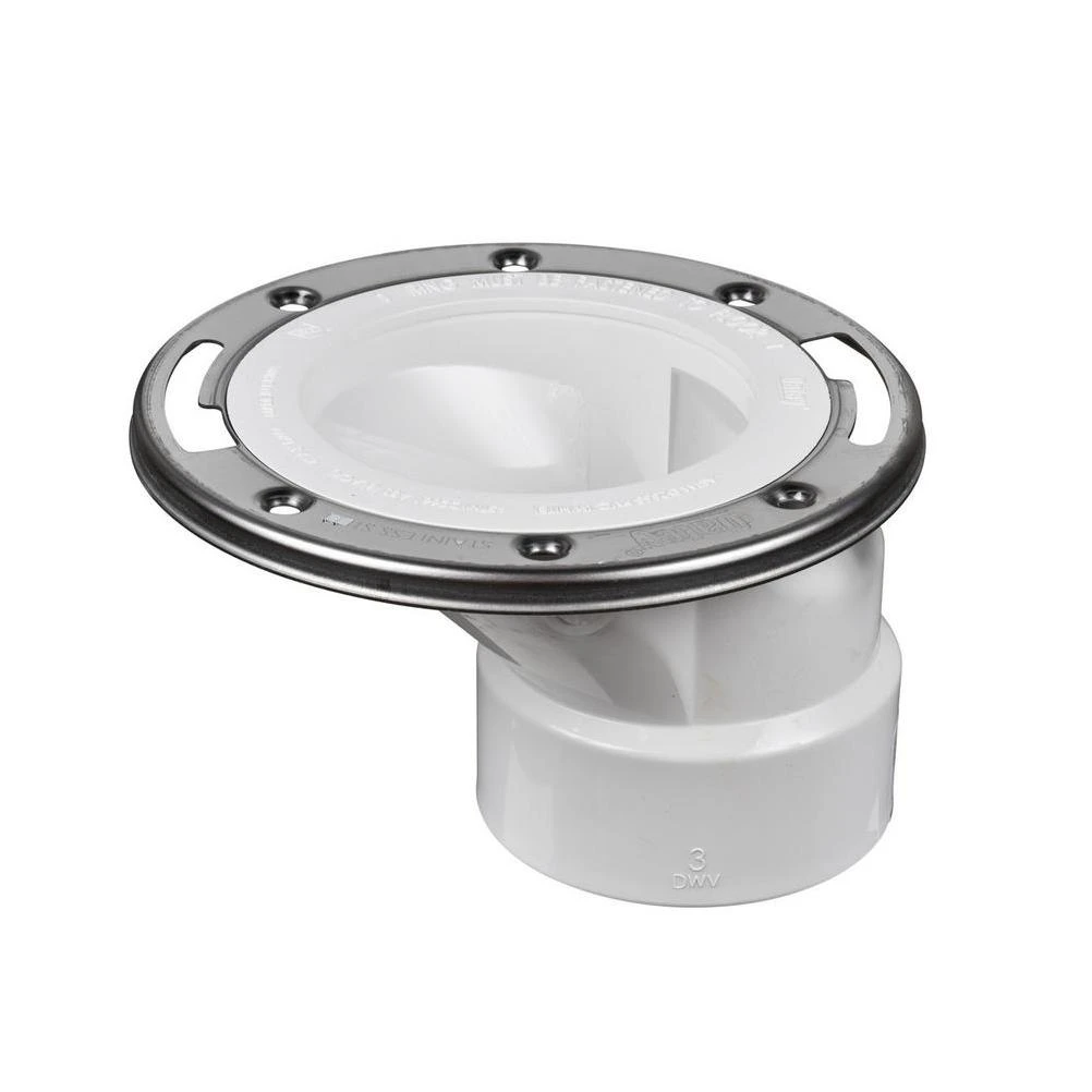 Oatey PVC Offset Open Toilet Flange with Stainless Steel Ring